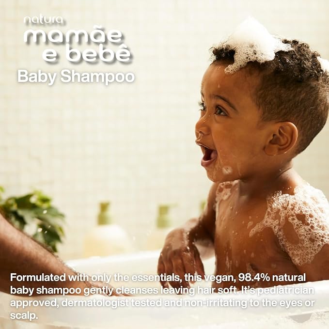 Natura - Mamãe e Bebê Baby Shampoo with Refill - 100% Vegan - Safe & Gentle Formula - 98.4% Natural Origin - All Skin Types - Cruelty Free - Brazilian Beauty - Baby Essentials - 6.7 fl oz (200ml)