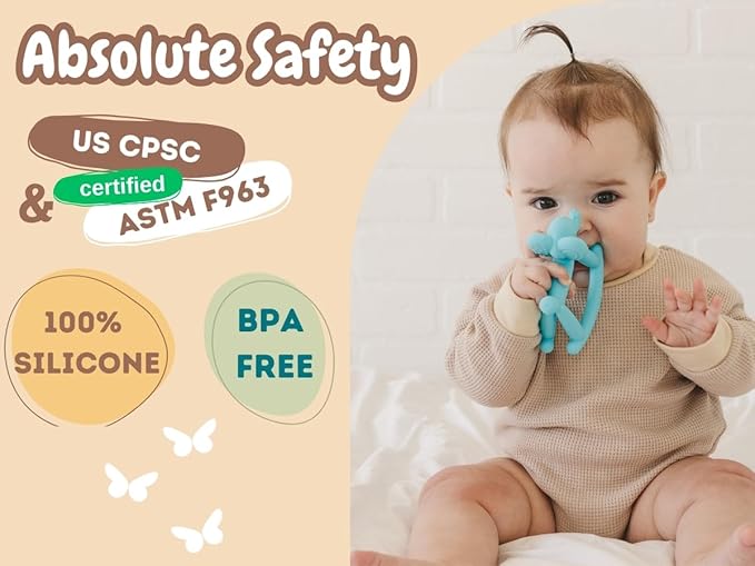 ELPHY Baby Teething Toys 0-18 Months - Silicone Teether for Teething Relief, BPA-Free Teethers for Babies 3-6 Months, 6-12 Months, Infant Teething Pacifier with Clip, Elephant Chew Toy.