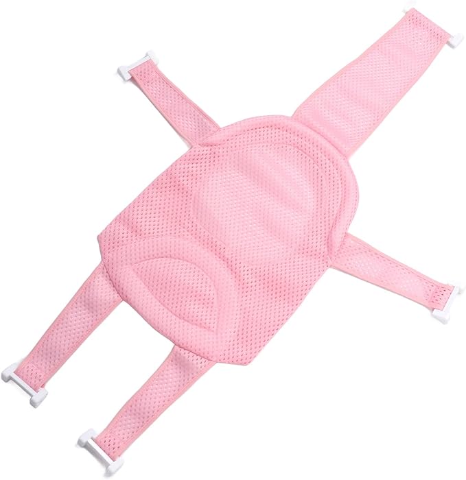 Baby Bath Seat Support Non Slip Universal Detachable Net Bathtub Sling Shower Mesh (Pi-nk)