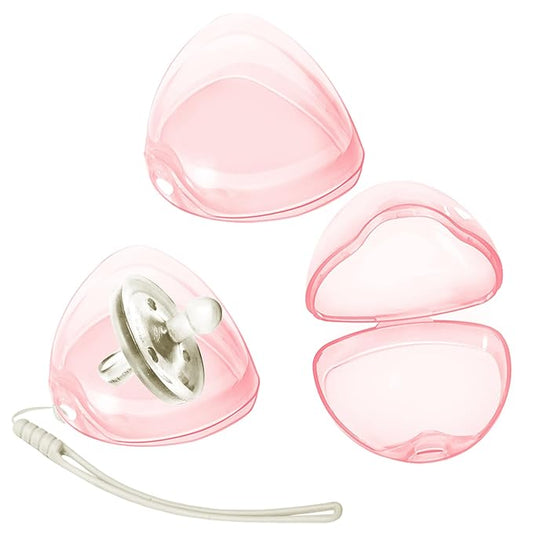 Nisxabebe Pacifier Case,3 Pack BPA Free Pacifiers Holder Case with Lanyard for Diaper Bag,Pacifiers Container Box for Baby Binky Nipple Travel,Essential Pacifier Accessories,Easy to Clean,Pink