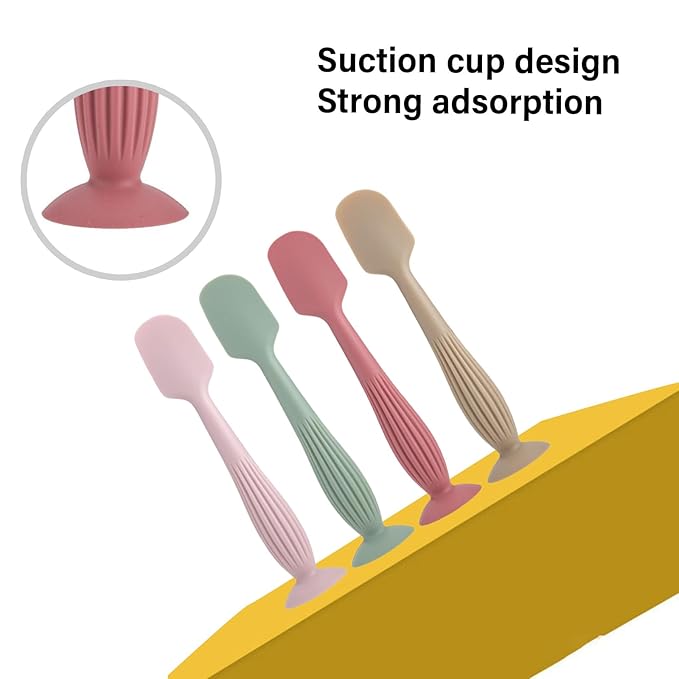 Gentle Application Baby Diaper Cream Spatula Silicone Handheld Scraping Spoon with Suction Base for Easy Storage