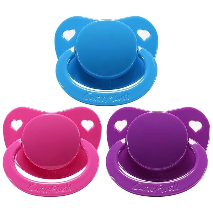 CutiePlusU Adult Sized Pacifier Dummy Big Shield 3 Pack-Dark Blue,Dark Pink,Dark Purple