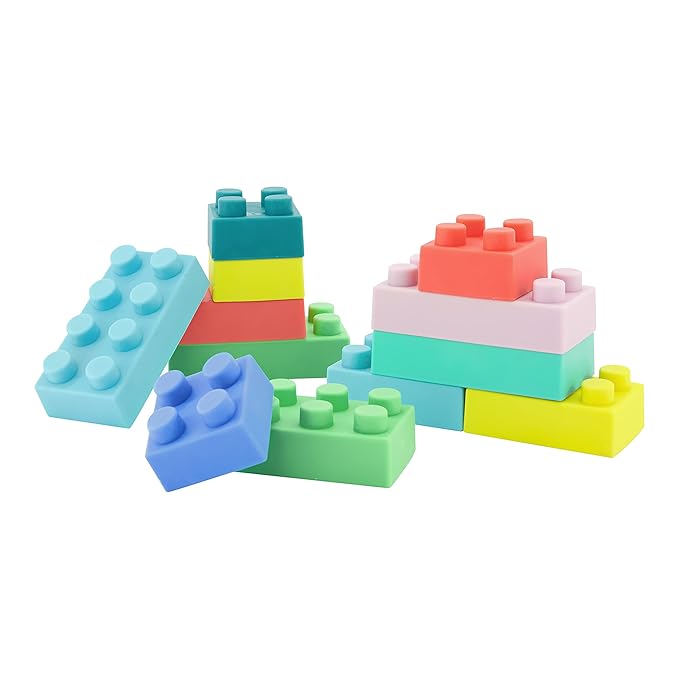 Infantino Foldable Soft Foam Mat & Super Soft Building Blocks, Easy-to-Hold for Babies & Toddlers, BPA-Free, Multi-Colored, 12-Piece Set