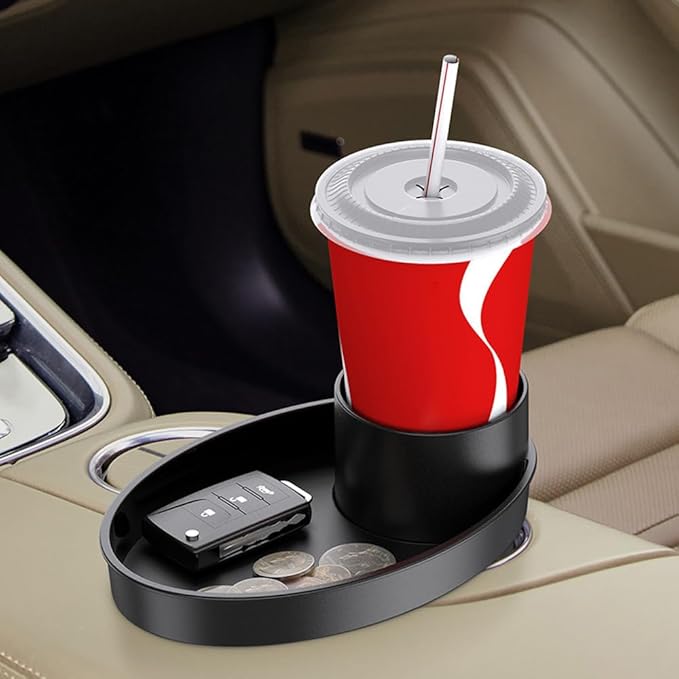 Shkalacar Car Seat Snack Tray, Portable Cup Holder Plate with Plate Organizer Rotatable Carseat Cup Holder with Food Trays Car Seat Tray for Kids Travel