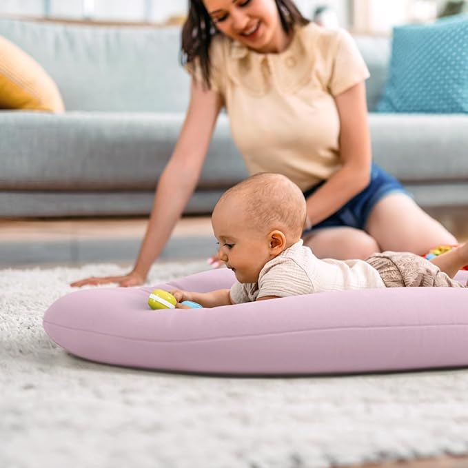 Baby Lounger for Newborn: Skin-Friendly & Breathable for 0-12 Months Infant Tummy Time Playtime & Diaper Changes - Portable & Lightweight Cushion for New Parents (Pink)