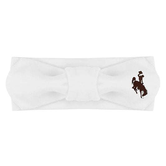 Creative Knitwear Wyoming Cowboys Infant Girls White Solid Hair Knot Headband Embroidered Logo - Size Newborn - 4T