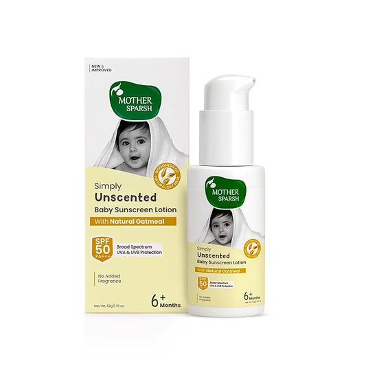 Unscented Mineral Baby Sunscreen SPF 50 - Safe Sun Protection by Mother Sparsh