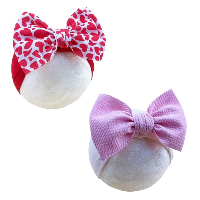 Baby Nylon Headbands Valentine's Day Baby Bows Stretchy Red Headbands for Newborns Infant Cute Hair Accessories (Y13, FZ)