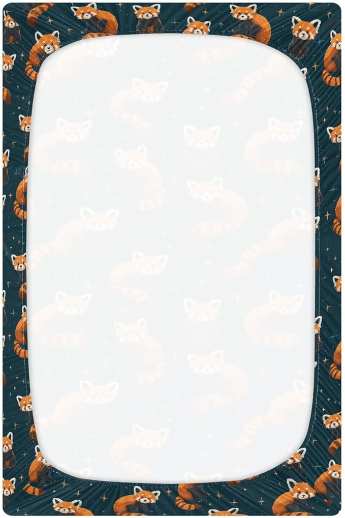Baby Crib Sheet Cute Red Panda Crib Mattress for Boys and Girls Playard Sheet Soft Breathable Fitted Baby Mattress Cover 52x28in
