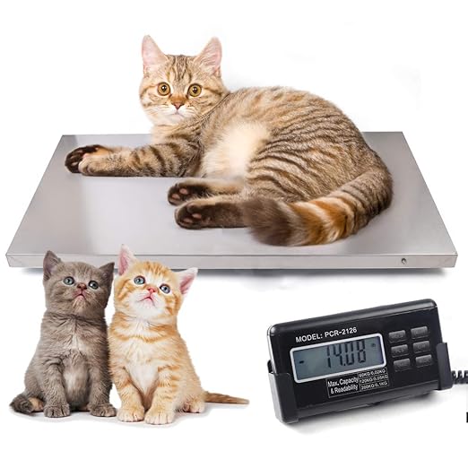 Electronic Digital Pet Power Scale, Professional Livestock Vet Scale, Animal Scale, Stainless Platform Weight Scales for Pet Dog/Sheep/Goat/Cat/Hog (440LBS)