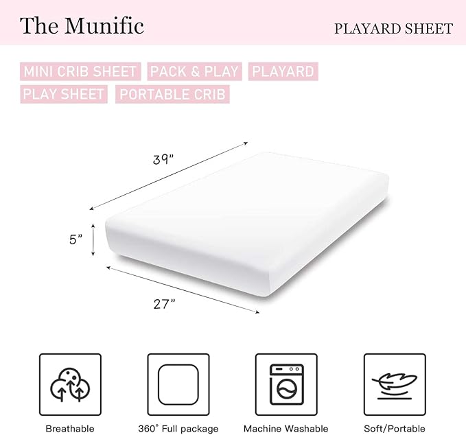 Personalized Mini Crib Sheets with Name, Custom Name Baby Pack and Play Sheets for Girls, Name Pack n Play, Customized Soft Fitted Sheet with Name (Pink Bow), 39x27x5 Inch