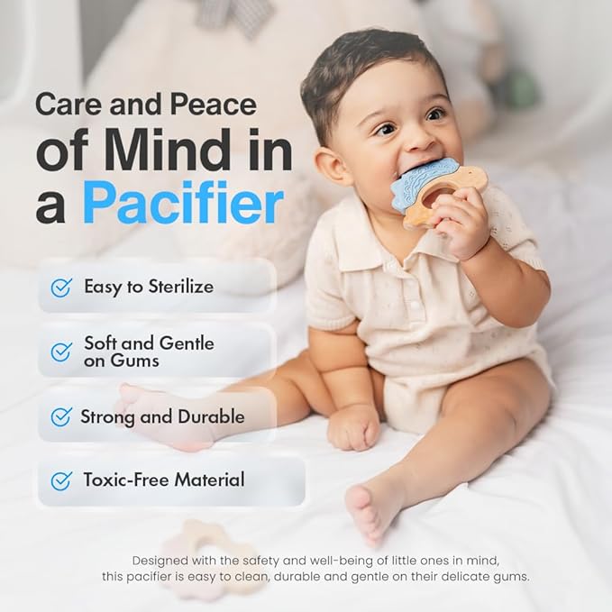 Baby Must Haves – Baby Teething Toys and Teether for Soothing Relief – Perfect for Teething Toys 3-6 Months and Shower Gifts – Soft, BPA-Free, Ergonomic Dinosaur Wood Design.