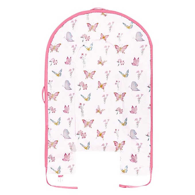 Baby Lounger Cover, Cotton Newborn Nest Cover, Baby Lounger Replacement Covers, Soft & Breathable, Reversible & Adjustable, Pink Butterfly(Cover Only)