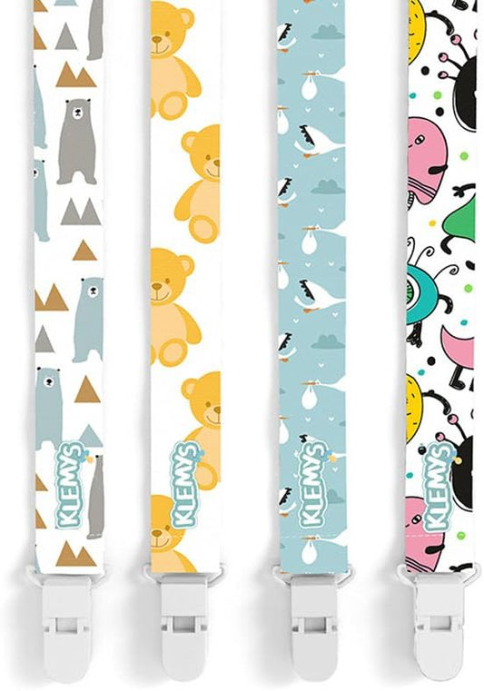 Baby Pacifier Clips, 4 Pack Binky Paci Holder and Leash Unisex for Boys and Girls Fits for Most Pacifier, Binkie Styles & Baby Teethers & Toys and Gift Universal Fit