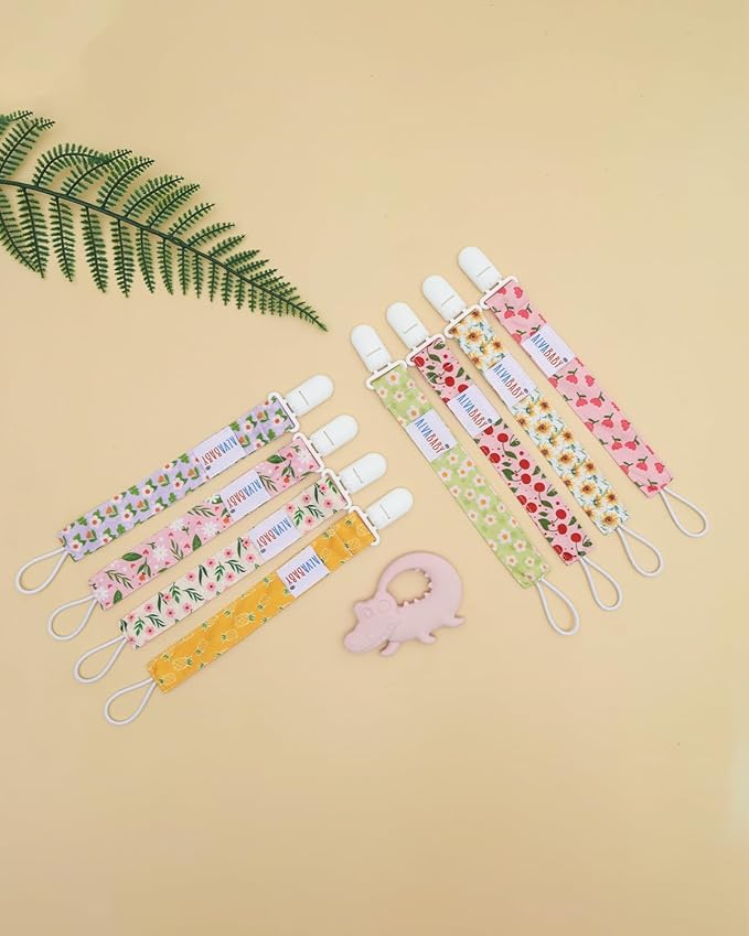 ALVABABY Pacifier Clips 8 Pack Binky Paci Clip Holder Leashes 8DP21A