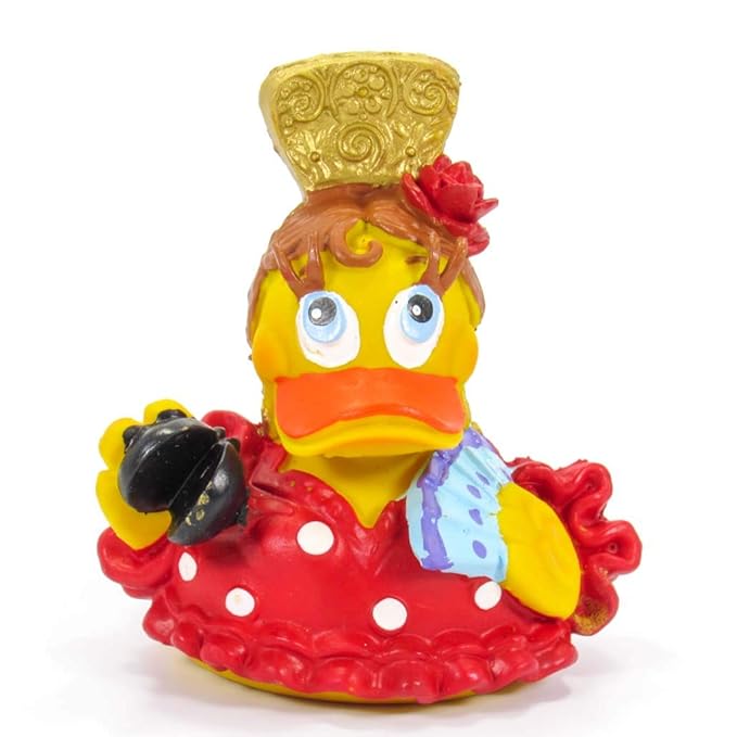 Flemeca Spanish Dancer Rubber Duck Bath Toy | All Natural, Organic, Eco Friendly, Squeaker | Imported from Barcelona, Spain
