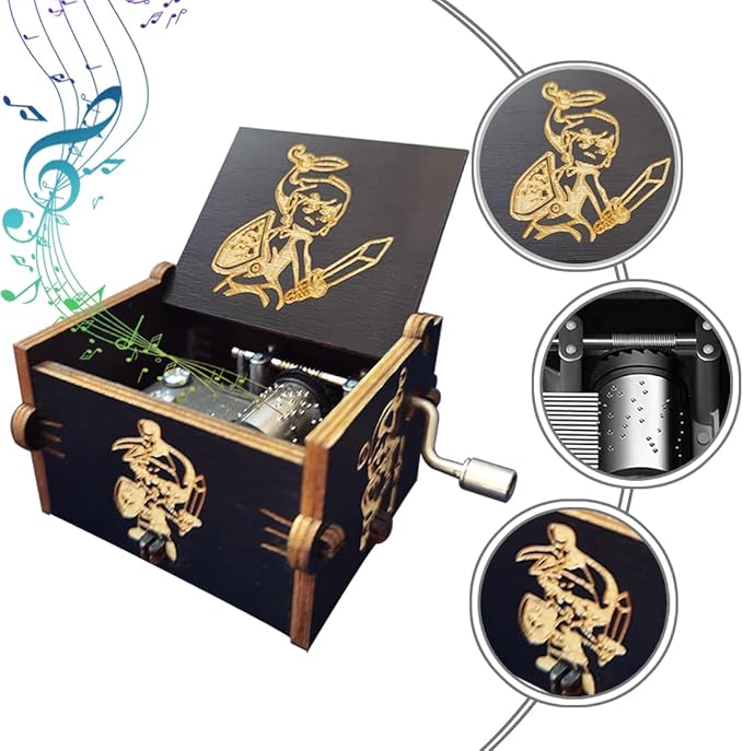Bolunlun Zeldaa music box, wooden hand crank music box, wooden toys for anime fans, gifts for boyfriends and kids, Valentine's Day, birthday, Halloween and Christmas. (Zeldaa song)