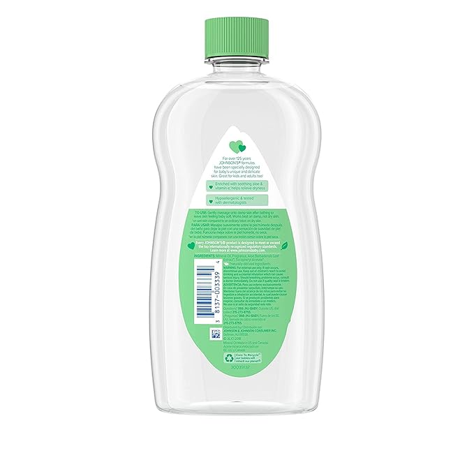 Johnson's Baby Oil Aloe Vera & Vitamin E 20.0 fl oz (pack of 8)