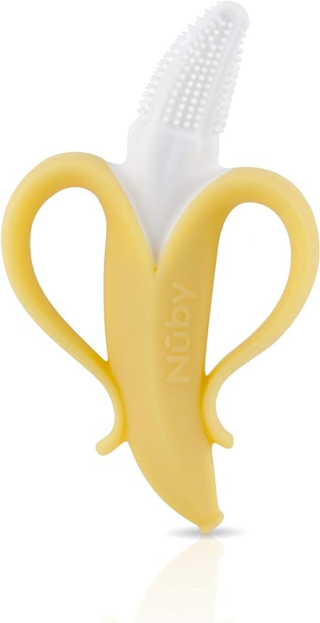 Nuby Nananubs Banana Massaging Teether – Baby Teething Toys 3 Months and Up, Silicone Teether for Sore Gums, Infant Toy, Baby Essentials, Brush, Travel Accessory, Gift for Babies (Pack of 16)