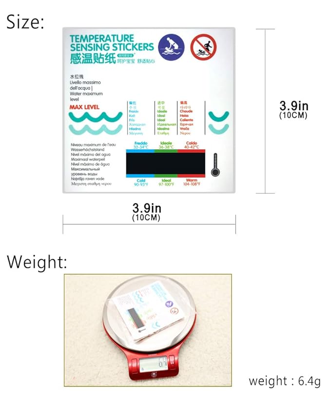 Thermometer for Kids Bath Thermometer 2 Pack，Safety Liquid Crystal Material（No Mercury，No Glass），More Scientific and Accurate Data, Easy to Use，Waterproof (Water Temperature Stickers)