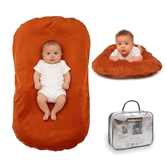 Baby Lounger - Snuggle Cozy Me Infant Lounger for Newborn 0-12 Months, Flannel Cover，Portable Breathable & Soft Baby Nest Lounger for Home and Travel - Orange