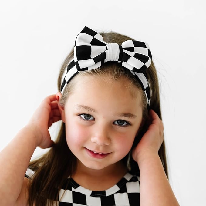 Little Sleepies Luxe Bow Headband, Checks