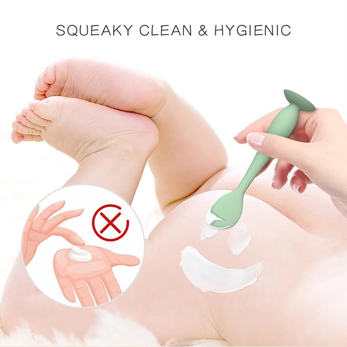 Gentle Application Baby Diaper Cream Spatula Silicone Handheld Scraping Spoon with Suction Base for Easy Storage