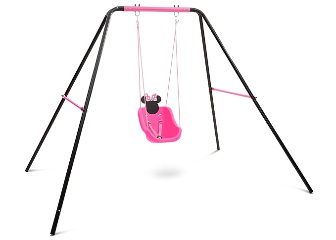 Disney Minnie Mouse 2-in-1 Outdoor Swing by Delta Children – for Babies and Toddlers – Full Bucket Seat