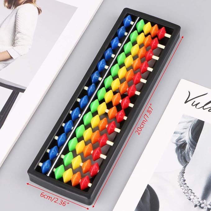13 Column Portable Plastic Abacus Arithmetic Soroban Calculating Tool with Color, As the Picture Shows