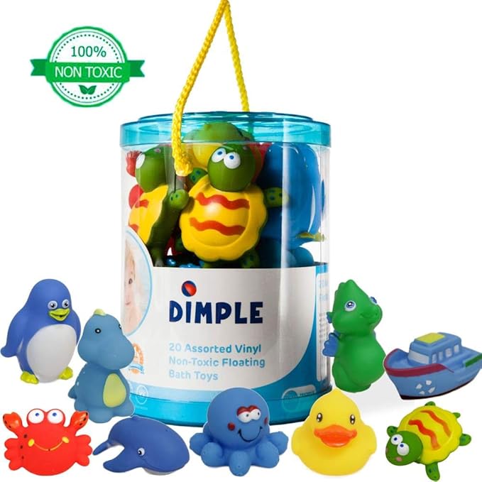 2 Sets of Dimple Floating Bath Toys (Total 40 Pieces), Sea Animals Squirter Toys for Boys & Girls, Assorted Sea Animals, Squeeze to Spray! Tons of Fun, Great for Kids & Toddlers
