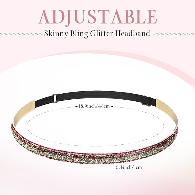 WILLBOND 10 Pcs Glitter Non Slip Running Headbands Girls Elastic Sports Velvet Sparkly Fabric Stretchy Shiny Headband Workout Fashion Hair Accessories for Women Party Favor (0.4 Inches,Neutral Color)