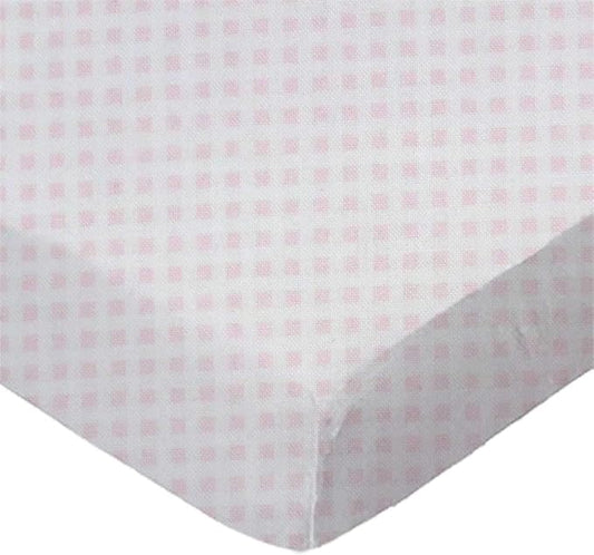 SheetWorld Baby Fitted Cradle Sheet 18 x 36 inches, 100% Cotton Jersey Hypoallergenic Sheet, Unisex Boy Girl, Pink Gingham, Made in USA