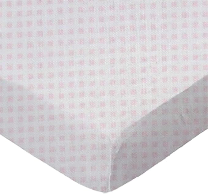 SheetWorld Baby Fitted Bassinet Sheet 15 x 33 inches, 100% Cotton Jersey Hypoallergenic Sheet, Unisex Boy Girl, Pink Gingham, Made in USA