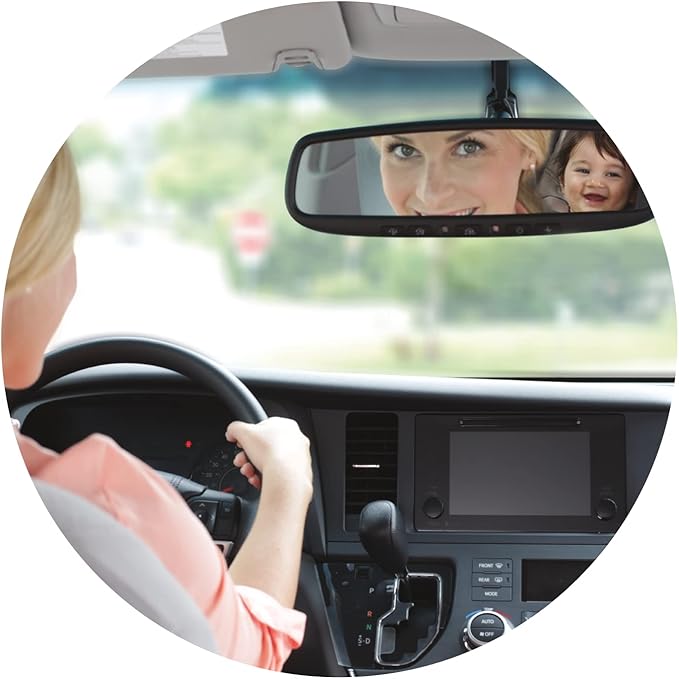 Nuby Shatterproof Rear Facing Backseat Baby Mirror, Black