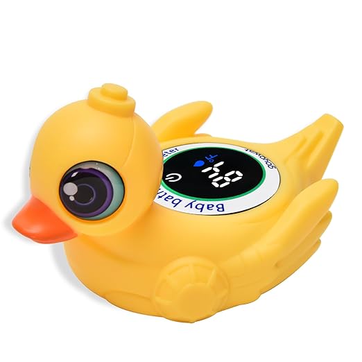 Baby Bath Thermometer with LED Display & Floating Crab Toy - 2-in-1 Color-Coded Alerts(Cold/Comfortable/Hot) | Bath Temperature Monitor, Adorable Floating Toys for Infants, Nursery Essentials