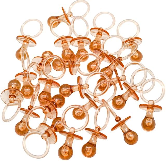 2.5" Baby Pacifier Party Favors, 36 Pieces, Gender Reveal Shower Decorations, Boy Girl Gender Neutral Table Scatter, DIY Party Games Decor (Tan)