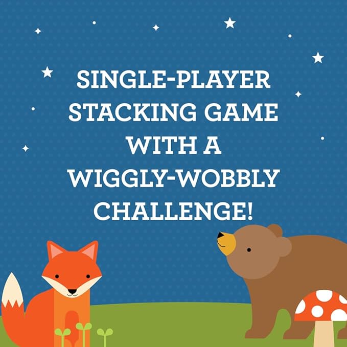Petit Collage: Woodland Wobble | Wooden Stacking Game for Kids | Roll The Die and Stack The Objects on The Mushroom | Don't let The Tower Fall!| Great for Ages 4+