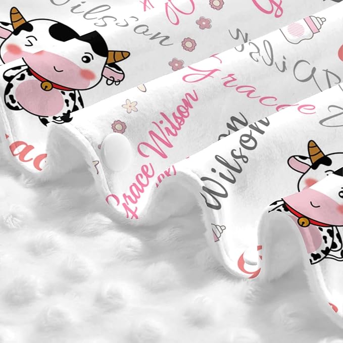 Personalized Cute Little Cow Baby Car Seats Canopy for Babies with Name, Custom Monogram Car Seat Covers for Girls, Opening Minky Nursing Breastfeeding Cover Infant Carseat Canopies for Newborn