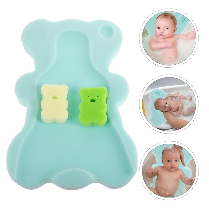 Totority Baby Bath Seat Newborn Bath Sponge Mat Soft Breathable Non Slip Infant Pad for Tub and Sink 19.68X11.81X1.57In Machine Washable Cushion