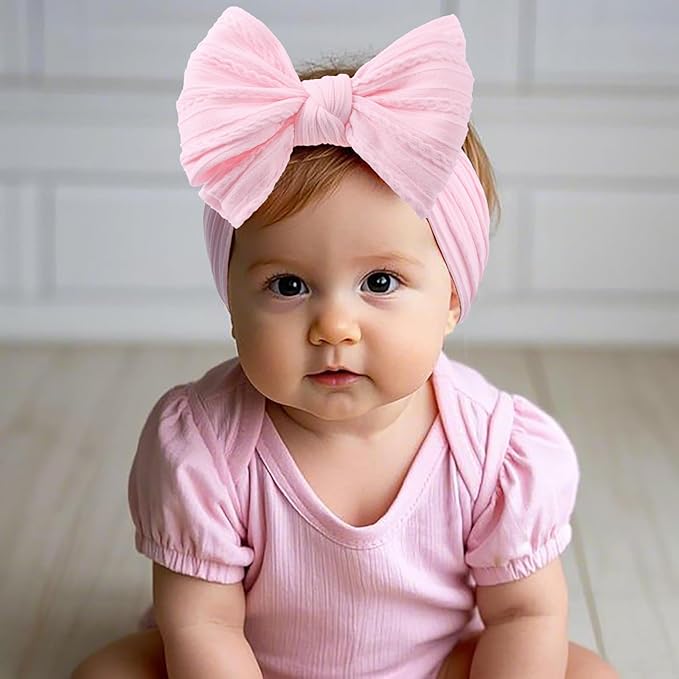 LemonSpace Handmade Red baby Bow Baby girls Headbands with Bows High Stretchy Soft Nylon Infant Headwrap Newborn Red Pink Hair Accessories Wonderful Gift for Mother's day,Baby Shower