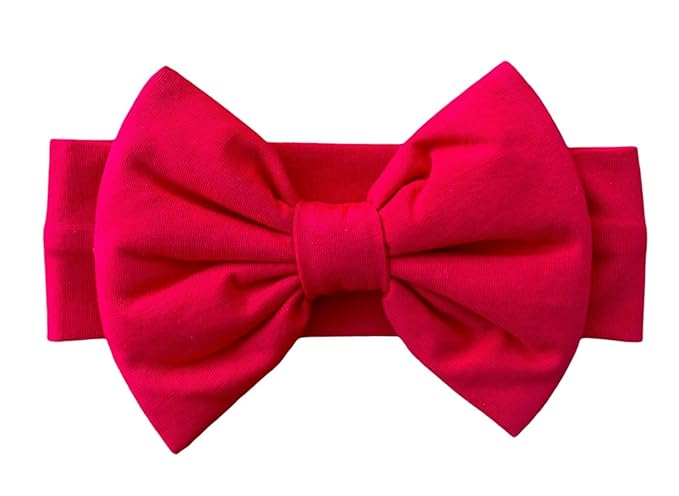 Newborn Baby Girl Headband 0–6 Months – Soft Cotton Big Bow Headband for Infants, Stretchy Baby Hair Band, 4.3" (11 cm) Bow, 2.4" (6 cm) Band (Red, 0-6 Month)