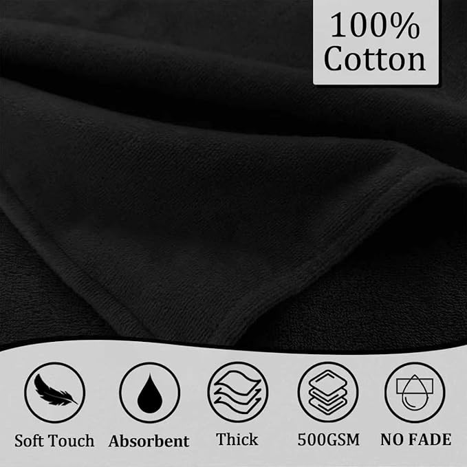 VOOVA & MOVAS Cute Elephant Ears Baby Hooded Bath Towel – Super Absorbent, 420GSM, 100% Cotton – 33" x 31.5", Thick – for 0–18 Months Newborn, Infant, Toddler – Baby Essentials, Black