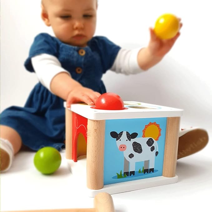 Bigjigs Toys - Tap Tap Ball & Wooden Hammer Toy, Ball Drop Toys, Pounding Toy Hammer, Hammer Toys for 1 Year Old, Educational Toys for Babies, Baby Wooden Toys