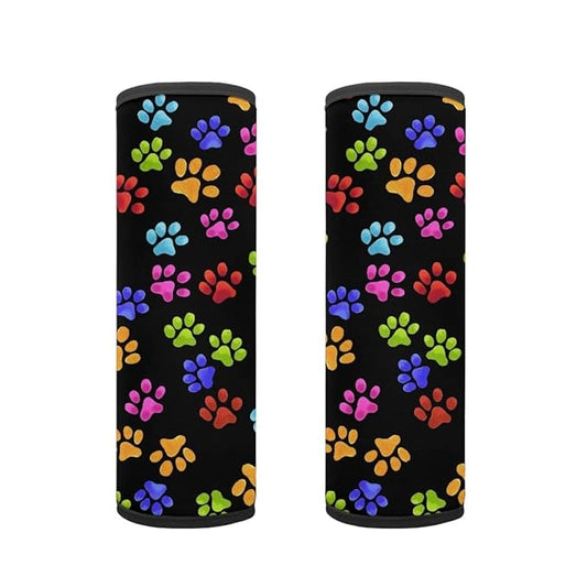 ENLACHIC Kids Car Seat Belt Cover, Cute Cartoon Animal Print Baby Car Seat Strap Pads Infant Car Seat Protector Car Accessories Universal All Cars,Colorful Dog Paw
