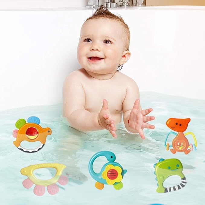 Yiosion Baby Rattles Sets Teether, Shaker, Grab and Spin Rattle, Musical Toy Set, Early Educational Toys Gifts for 3, 6, 9, 12 Month Baby Infant, Newborn