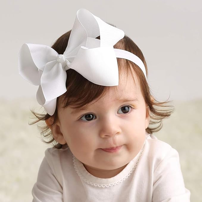 WillingTee Headbands 6 Inch 30 Colors Boutique Grosgrain Ribbon Hair Bows Big Baby Girls Bows Headbands for Baby Girls Infants Toddler Kids Teens and Children