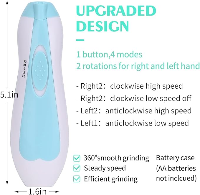 Baby Nail Clipper,Electric Baby Nail Trimmer,Toes Fingernails Care Trimmer with LED Light for Newborn,Kids and Adults(Blue)