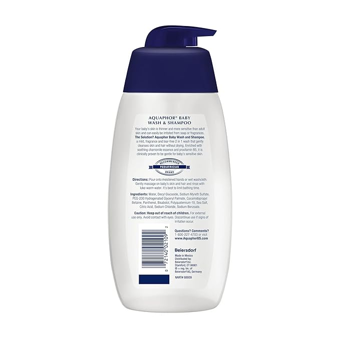 Aquaphor Baby Cleansing Wash & Shampoo 16 Ounce Pump (Pack of 3)