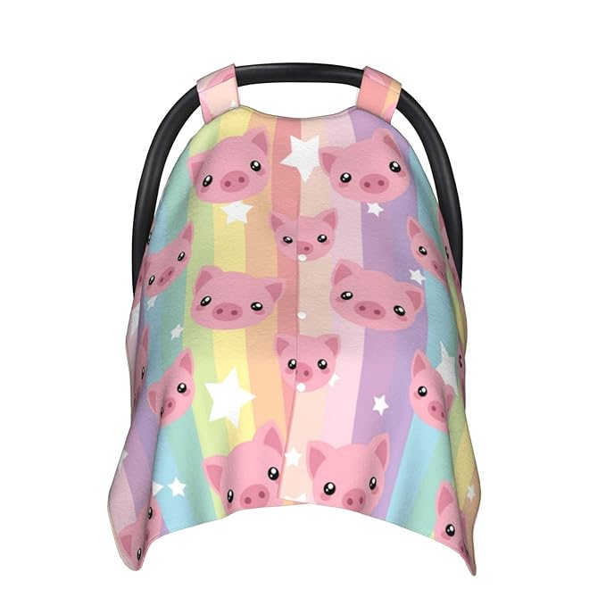 Pig Baby Car Seat Canopy Cover 39x27.5 Inches Multi Use Nursing Cover for Newborn Car Seat Canopy Mom Nursing Breastfeeding Covers Newborn Shower Gifts
