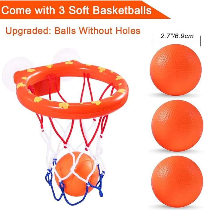 Bath Toy Fun Basketball Hoop & Balls Set for Boys and Girls Kid & Toddler Bath Toys Gift Set 3 Balls Included